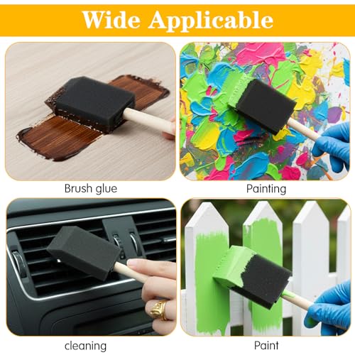 8 Pcs Foam Paint Brushes Set, 4 Sizes Wood Handle Sponge Paint Brush 1" 1.57" 2" 3" Sponge Brushes with Wooden Handle for PaintingStaining Varnishes DIY Craft Projects