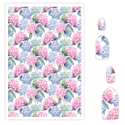 Hydrangea Macrophylla Transfer Paper for Polymer Clay, 10 Pcs Water Transfer Sheets for Polymer Clay, Watercolor Exquisite Flowers Polymer Clay Transfer Paper for DIY Art Jewelry Earrings 5.82X3.93in - color: Hydrangea Macrophylla