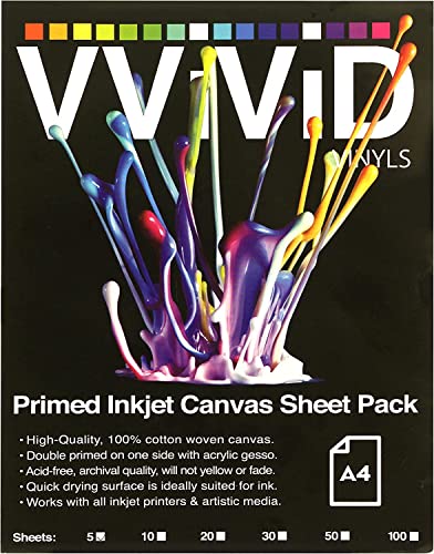 VViViD Inkjet Canvas 100% Real Printable Cotton LTR 8.5 X 11 125lbs. 340gsm 17mil (10 sheets) - size: 10 sheets