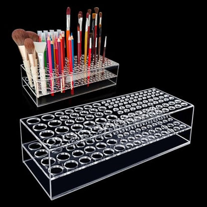 Acrylic Paint Brush Holder 105 Holes Clear Paintbrush Holder Organizer Artist Brush Holder Paint Brush Stand Rack for Pens Pencils Artist