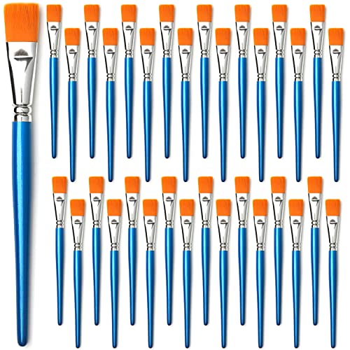 1 inch Flat Paint Brushes for Acrylic Painting, 32 Pieces Large Acrylic Paint Brushes Bulk for Acrylic, Watercolor, Oil, Crafts, Face Body Art - size: 1 inch 32 pieces