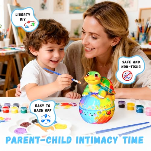 Paint Your Own Turtle Lamp Kit, Arts and Crafts for Kids Ages 8-12, DIY Turtle Toys Tap Night Light, Arts and Crafts for Kids 4-6, Paint Kit Birthday Gifts for Girls Boys Ages 3 4 5 6 7 8 9 10 11 12+ - color: Turtle