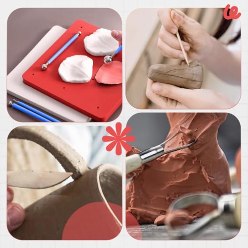 25 Pcs Clay Tools and Pottery Tool Kit for Polymer Clay Sculpting, Air Dry Clay, Ceramics, Professional Sculpting Tools Set with Silicone Shapers, Ball Stylus & Premium Black Canvas Case - size: Pack of 25