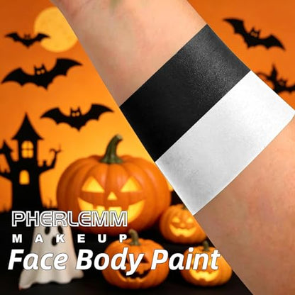 Black & White Face Paint Sticks Waterproof Eye Black Baseball Smooth Smudge-proof Body Paint High Pigment for Sports Event Halloween SFX Makeup Skull Ghost Clown and Classic Contrast Looks - color: Black & White