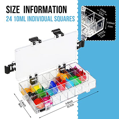 KELIFANG Paint Palette Tray, 24 Wells Watercolor Painting Pallet, Airtight Stay Wet and Leak Proof Painting Palette Travel Box for Oil Paint, Gouache, Acrylic