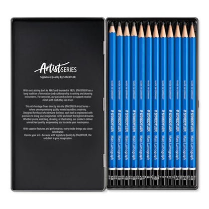 STAEDTLER Mars Lumograph Art Drawing Pencils (12-Pack) – Sustainable, Break-Resistant Graphite, Metal Case - style: Tin of 12