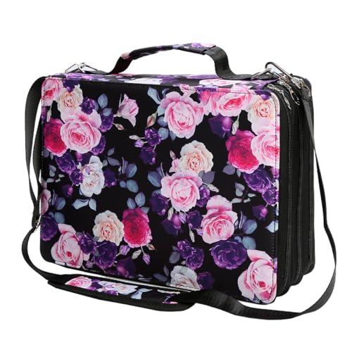 Marker Pen Organizer Case 168 Slots Large Capacity with Handy Wrap Portable Multilayer Holder for Watercolor Pencils & Gel Pen Markers(Purple Rose) - color: Purple Rose, size: 168