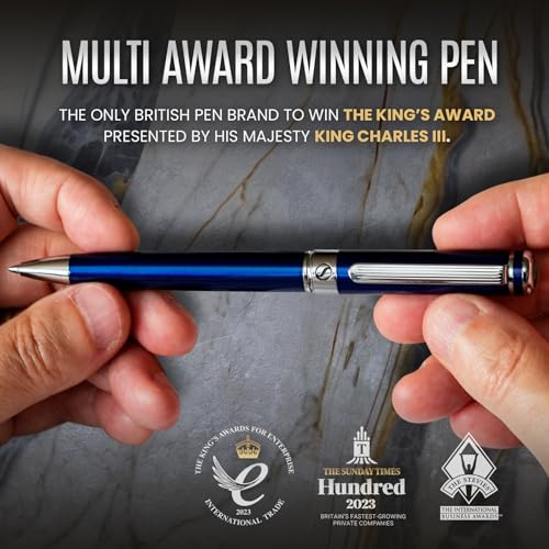 Scriveiner Midnight Blue Ballpoint Pen - Stunning Blue Lacquer Luxury Pen, Chrome Finish, Schmidt Black Refill, Best Ball Pen Gift Set for Men & Women, Professional Executive Office, Nice Designer Pen - color: 6. Midnight Blue with Chrome