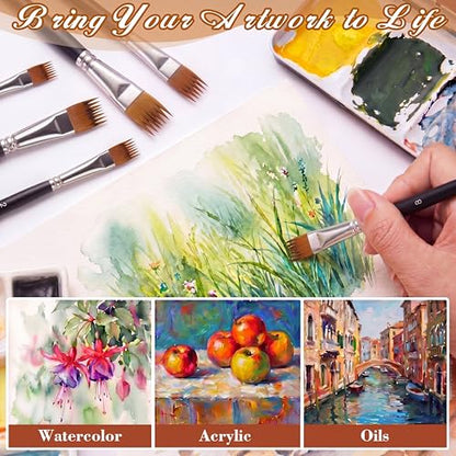 SiliFine 6 Pcs Dual Layer Grainer Brush Set, Texture Flat Comb Paint Brushes for Grass, Fur, Hair, Wood Grain Effect, Synthetic Nylon Painting Tool for Acrylic Watercolor Oil Painting Crafts(Black) - color: Black