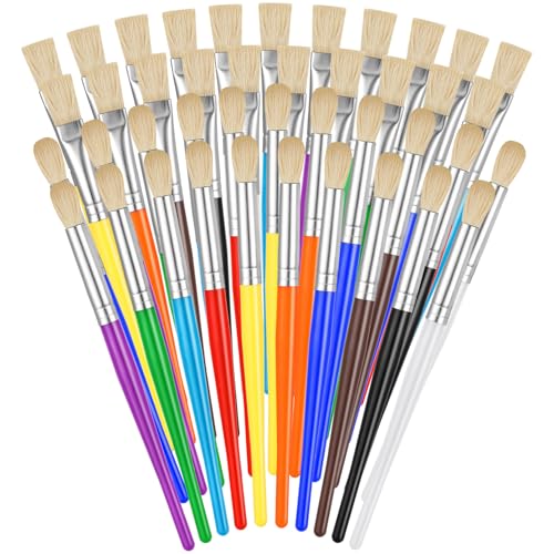 Kids Paintbrushes Set, 42 Pcs Assorted, Easy Hold and Clean Toddler Brushes, Preschool Bulk for Acrylic Oil Watercolor Washable Paint Kit - color: 42pcs