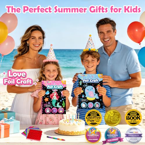 FUNNYB&G Foil Art Crafts for Kids Ages 4-8: Valentines Crafts for Kids 2026,Birthday Gift for Girls,Art and Crafts Supplies,Party Favors,Creative Toys for Girls Boys 4 5 6 7 8 9 Years Old(Mermaids) - style: Mermaids