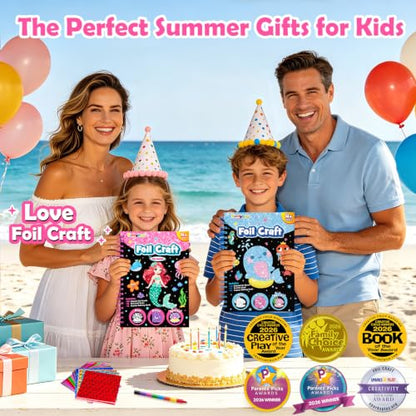 FUNNYB&G Foil Art Crafts for Kids Ages 4-8: Valentines Crafts for Kids 2026,Birthday Gift for Girls,Art and Crafts Supplies,Party Favors,Creative Toys for Girls Boys 4 5 6 7 8 9 Years Old(Mermaids) - style: Mermaids
