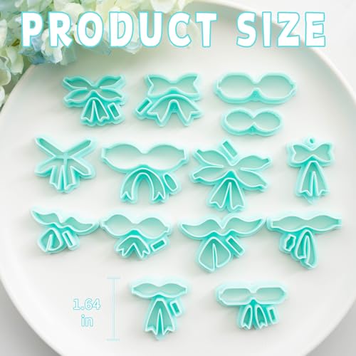Tainsky Bow Polymer Clay Cutters, Love Knot Polymer Clay Cutters, 18 Shapes Bowknot Clay Cutter for Polymer Clay Jewelry, Ribbon Polymer Clay Earring Cutters (A) - color: BOW-A