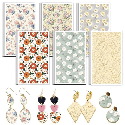 OLYCRAFT 24Pcs Pastoral Flowers Clay Transfer Paper 6 Styles Transfer Paper for Polymer Roses Daisy Polymer Clay Transfer Sheets Oriental Floral Small Transfer Paper for Clay Earrings Jewelry Making - style: Pastoral flower