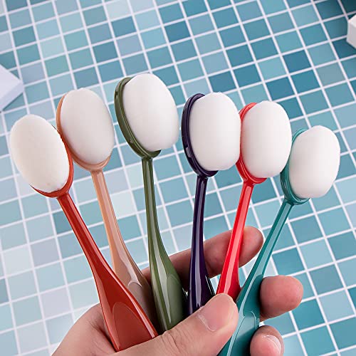 Yoseng 6 Pcs Craft Ink Blending Brushes,Color Coded Handles | Oval Brush Head,Soft Pure White Bristles,Color-coded Handles, Easy Ink Blending,Stenciling,Scrapbooking,Artists & Crafters - color: Dark Color 6pcs