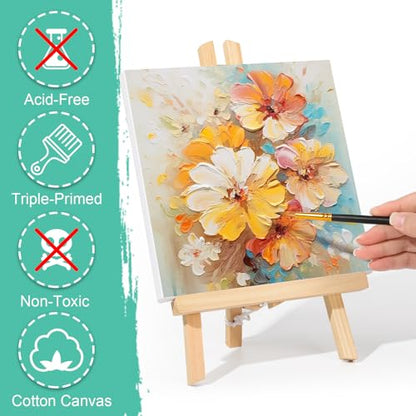 ESRICH Stretched Canvas for Painting, 10 Pack 8x8 Canvas for Painting Primed Acid-Free, Wood Framed Blank Canvas, Art Canvases for Beginners, Artists for Oil,Acrylic Paint, Pouring Painting. - size: 10 Packs - 1 Size (8x8)