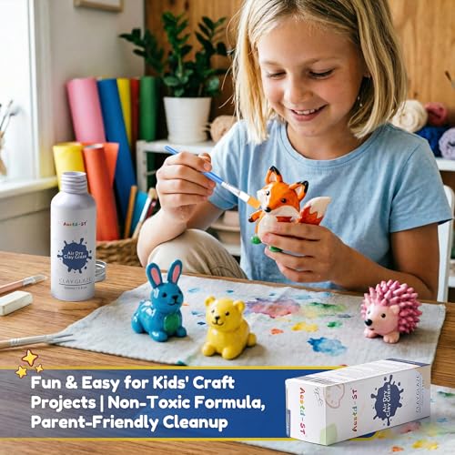 Aestd-ST 100ml Air Dry Clay Glaze – Gloss Varnish with Soft Brush for Polymer Clay, Air Dry Clay, Pottery & Crafts – Prevents Cracks, Scratches & Wear