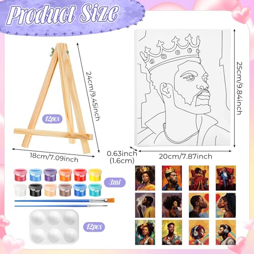 Zhanmai 72 Pcs 12 Sets Sip and Paint Kit Pre Drawn Canvas for Painting 8" x 10" Paint Party Canvas Painting Pre Printed Canvases for Party Favor DIY Virtual Adult's Date Night(Fashionable Couple) - style: Fashionable Couple