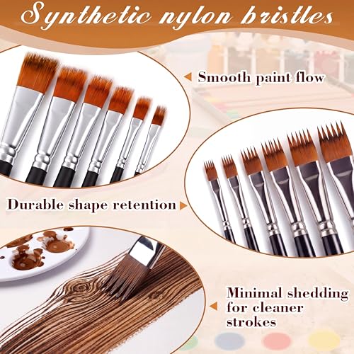 SiliFine 6 Pcs Dual Layer Grainer Brush Set, Texture Flat Comb Paint Brushes for Grass, Fur, Hair, Wood Grain Effect, Synthetic Nylon Painting Tool for Acrylic Watercolor Oil Painting Crafts(Black) - color: Black