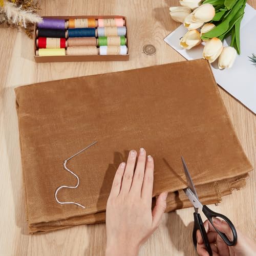 MAYJOYDIY 2 Yards Camel Cotton Waxed Canvas Fabric 55.9~58.3inch Wide Waxed Oilskin Cloth Waterproof Canvas Fabric by The Yard for Seat Cover Canopy Tent Bag Crafts DIY - color: Camel