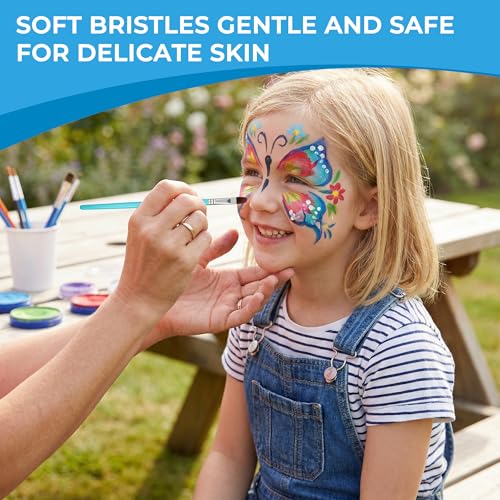 Nicpro Face Paint Brush Set, 7PCS Face & Body Painting Brushes with Aqua Blue Handles, Synthetic Nylon Hair Makeup Paintbrush Kit for Kids, Halloween, Cosplay, School Events & Summer Camp - color: Blue