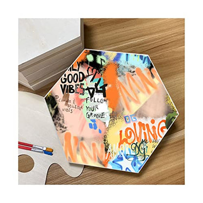 Unfinished Wooden Panels for Painting, Blank Wood Hexagon Framed Boards for Crafting Art Pouring (10x11.6 in, 6 Pack)