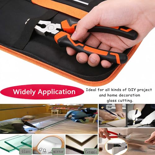 Glass Cutting Tool Kit with Tile Nipper, Glass Running Pliers, Breaker Grozer Pliers, Glass Cutter for Stained Glass, Tiles, Mosaic, with Storage Bag - color: 11 PCS