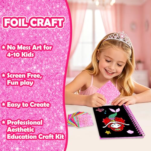 FUNNYB&G Foil Art Craft Kit for Girls 4-10 Years Old: Mess-Free & No-Glue, Create 16 Sparkly Princess Unicorn Pictures – Perfect Travel Toy & Birthday Gift for Kids (Princess) - style: Princess