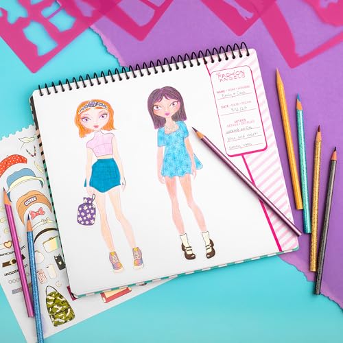 Fashion Angels I Love Fashion Sketch Portfolio, Includes Sketch Pad with Stencils & Stickers, Fashion Design Sketch Book for Girls, Ideal Drawing Kit for Kids - color: I Love Fashion