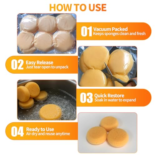 12 Pcs Pottery Sponges, 2.75 inch Yellow Round Sponges for Clay Art, Painting & Crafts, Tack Cleaning Sponges for Household & Leather Care - size: 12pcs