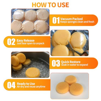 12 Pcs Pottery Sponges, 2.75 inch Yellow Round Sponges for Clay Art, Painting & Crafts, Tack Cleaning Sponges for Household & Leather Care - size: 12pcs