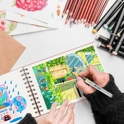 8.3x5.8 Sketch Book, Top Spiral Bound Sketch Pad, 60sheets 92lb/150gsm Nature White Paper, Acid-Free Mixed Media Paper for Painting, Dawing & Art Supplies. N-Pink - color: TopSpiral-NatureWhite-Pink