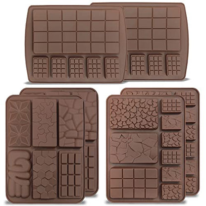 6 boards (42 pcs) Chocolate Mold, VEINARDYL Silicone Break-Apart Waffle Molds, Non-Stick Thick Protein and Energy Bar Mold for Fondant Candy Wax Melt DIY Handmade Gifts