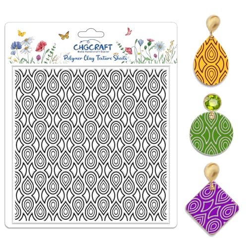 CHGCRAFT Teardrop Polymer Clay Texture Sheets Repeating Seamless Pattern Silicone Texture Stamp Line Art Modeling Pattern Pad for Jewelry and Clay Earrings Tools, 5.5x5.5 inch - style: Teardrop