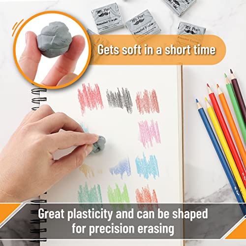Mr. Pen- Kneaded Erasers, 1.57" x 1.37", 4 Pack, Gray | Soft Moldable Art Erasers for Charcoal, Graphite & Pastel Drawing, Precision Highlighting, Smudge Control - color: Gray, size: 4 Pack, 1.57" x 1.37"