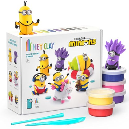 HEY CLAY Minions - Colorful Modeling Air Dry Clay for Kids - Craft Kits for Kids Ages 4-8 - DYI Minion Toys (Full Set (6 Characters)) - style: Full Set (6 characters)
