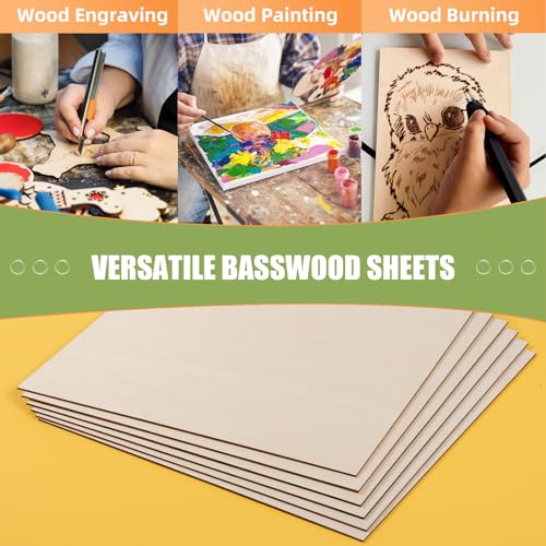 AWIZOM 12 Pcs Basswood Plywood Sheets 18x18x1/8 Inch Unfinished Wood Board | 3mm Thick Blank Wooden Panel for Laser Cutting Burning Architectural Models Staining Painting DIY Crafts Projects - size: 18 x 18 inch