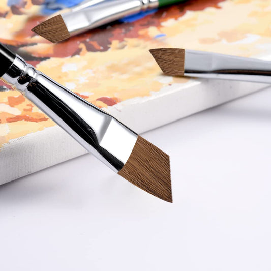 Magic Touches Artist Paint Brush Set (6 Sizes), Natural Sable Angle Tip, Best Absorption Smoothest Flow for Watercolor Oil Acrylic Gouache, Painting Art Supplies for Beginners to Professionals