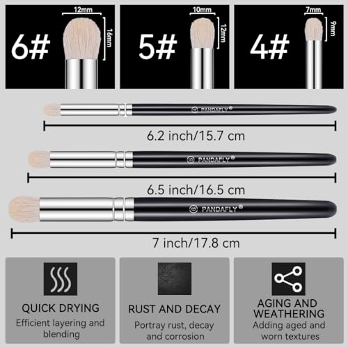 PANDAFLY Drybrush Set, 3 Sizes Hobby Detail Paint Brush Set, Acrylic Paint Brushes for Tabletop, Citadel, Scale Model, Watercolor Oil Painting - size: 3 Sizes