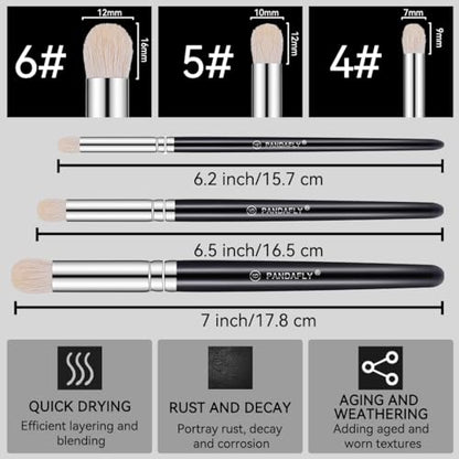PANDAFLY Drybrush Set, 3 Sizes Hobby Detail Paint Brush Set, Acrylic Paint Brushes for Tabletop, Citadel, Scale Model, Watercolor Oil Painting - size: 3 Sizes