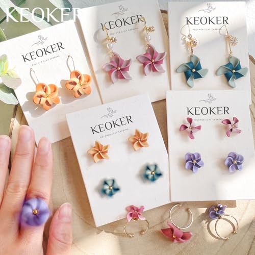 KEOKER Pinwheel Polymer Clay Cutters Spring, 6 Shapes Summer Clay Cutters for Polymer Clay Jewelry