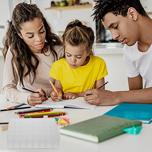 STOBOK Marker Storage Tray 3Pcs Plastic 40 Slot Marker Pen Holder Organizer Brush Pencil Rack Table Stand for Home Dorm White