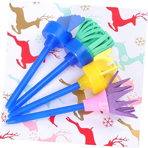 Lurrose 8Pcs Sponge Paint Rollers Set Kids Painting Rolls with Handle Foam Brayers for Drawing Graffiti Art Lessons Craft Projects 4.33In