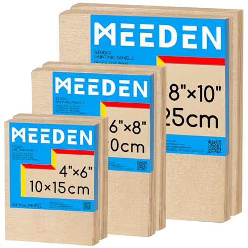MEEDEN Unfinished Wood Canvas Kit: 3/4" Deep 4x6 6x8 8x10 Wooden Canvas Panel - 6 Pcs of Cradled Wood Art Boards for Pouring Art, Crafts, Painting - size: 4x6 6x8 8x10 - 6 Pack