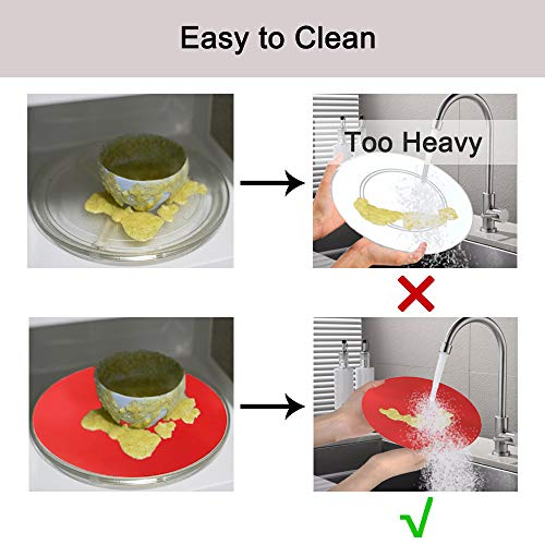 Silicone Microwave Mat 12 Inch, Non Stick Turntable Safe Baking Mat for Kitchen, Multi-Purpose Heat Resistant Oven Mat 2 Pack, BPA Free Microwave Splatter Cover (Red) - color: Red