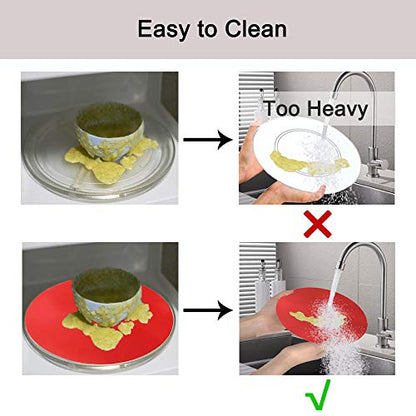Silicone Microwave Mat 12 Inch, Non Stick Turntable Safe Baking Mat for Kitchen, Multi-Purpose Heat Resistant Oven Mat 2 Pack, BPA Free Microwave Splatter Cover (Red) - color: Red