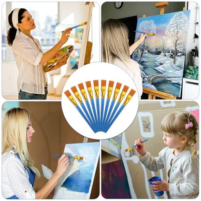 40 Pcs 0.75 Inch Flat Paint Brushes for Acrylic Painting Watercolor Acrylic Paint Brush Artist Painting Brush with Wooden Handles for Watercolor Oil Face Body Art Kids Adult Artist, Blue