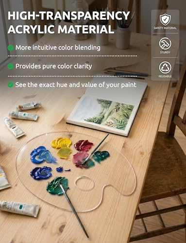 DUGATO Clear Acrylic Paint Palette, 2-Pack Oval Paint Trays, 15.7 x 11.8 in | Big Size Palette, Non-stick Surface, Suitable for Acrylic, Oil & Watercolor - size: Oval Large 15.7 x 11.8 inches 2pcs