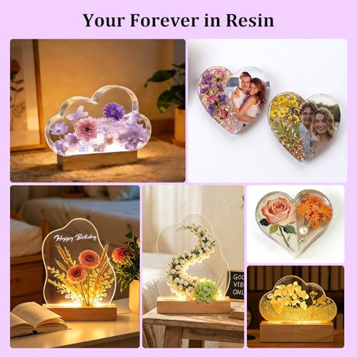 K KERNOWO Epoxy Resin Kit for Beginners, Resin Kit with Light and Molds Complete Set DIY Crafts for Adults Women, Epoxy Set with Cloud and Heart Shaped Mold, Dried Flowers and Resins Supplies-20OZ - color: Colors