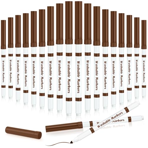 18 Pcs Line Washable Markers Bulk Brown Fine Tip Markers Set Coloring Thin Tip Drawing Washable Pen for Kids Toddler Teacher Art School Classroom Back to School Gender Reveal Party Supplies,Ages 6+ - color: Brown